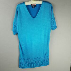 Carol Little Knitwear Sweater Women Med Cotton/Rayon Bright Blue 305744F